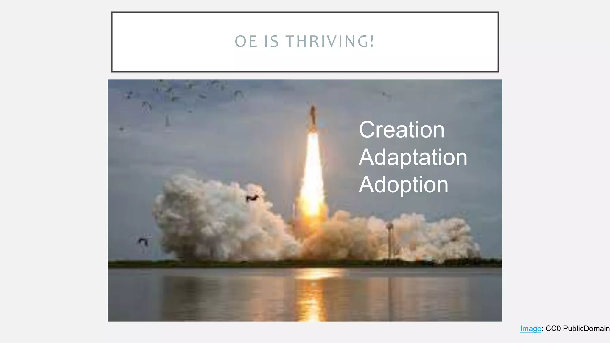 OE IS THRIVING!
Image: CC0 PublicDomain
Creation
Adaptation
Adoption
 