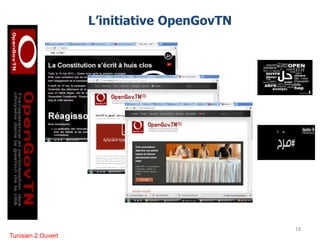 L’initiative OpenGovTN
18
Tunisien 2.Ouvert
 
