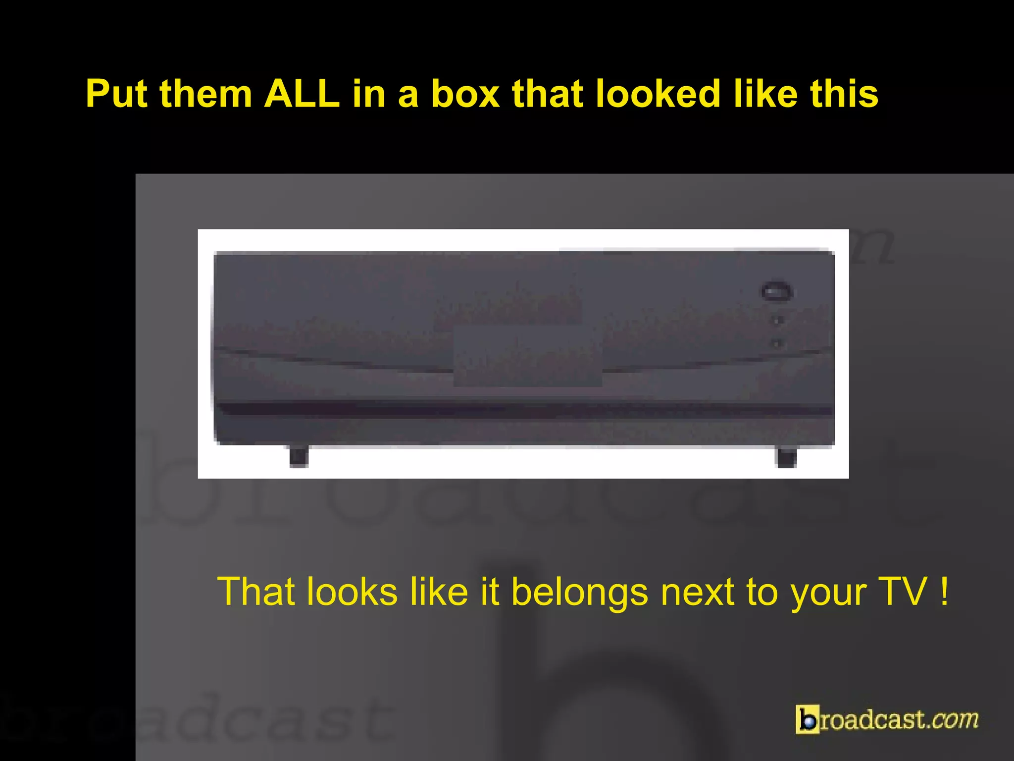 Put them ALL in a box that looked like this That looks like it belongs next to your TV ! 