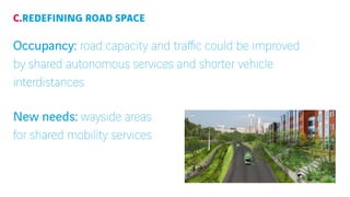 C.REDEFINING ROAD SPACE
Occupancy: road capacity and traffic could be improved
by shared autonomous services and shorter v...