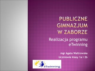 Realizacja programu
eTwinning
mgr Agata Waltrowska
Uczniowie klasy 1a i 2b
 