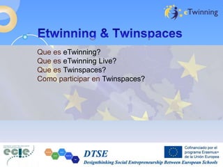 Que es eTwinning?
Que es eTwinning Live?
Que es Twinspaces?
Como participar en Twinspaces?
 