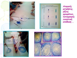 Ατομικές
μετρήσεις,
μίξεις
χρωμάτων,
καταγραφές
εικαστική
απόδοση …
 