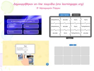 Δημιουργήθηκαν on-line παιχνίδια (στο learningapps.org)
5ο Νηπιαγωγείο Πύργου
 