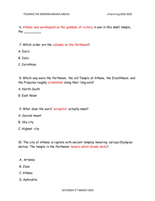 Etwinning acropolis 2019 questions | DOCX