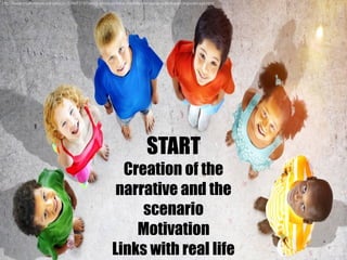 START
Creation of the
narrative and the
scenario
Motivation
Links with real life
http://www.shutterstock.com/es/pic-329913197/stock-photo-children-friends-friendship-school-learning-concept.html
 