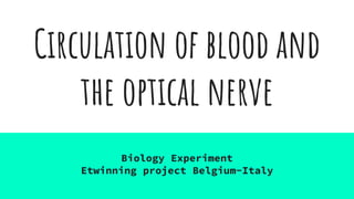 Circulation of blood and
the optical nerve
Biology Experiment
Etwinning project Belgium-Italy
 