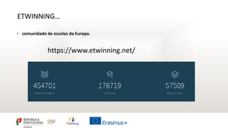 ETWINNING…
• comunidade de escolas da Europa.
https://www.etwinning.net/
 