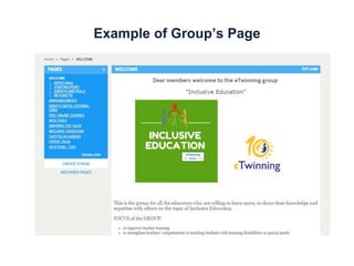 Example of Group’s Page
 