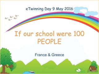 eTwinning Day 9 May 2016
If our school were 100
PEOPLE
France & Greece
 