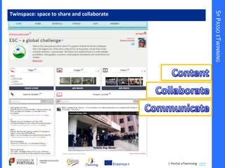 | Portal eTwinning >>>
5ºPASSOETWINNING
Twinspace: space to share and collaborate
 