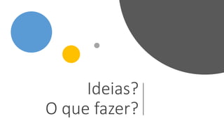 Ideias?
O que fazer?
 