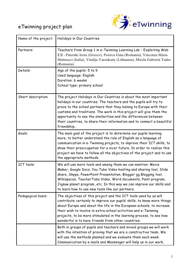 e twinning project planning form group 1 made by gabriela mirela tu