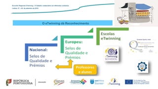 Encontro Regional eTwinning – O trabalho colaborativo em diferentes contextos
Lisboa: 27 – 28 de setembro de 2019
O eTwinning dá Reconhecimento
 