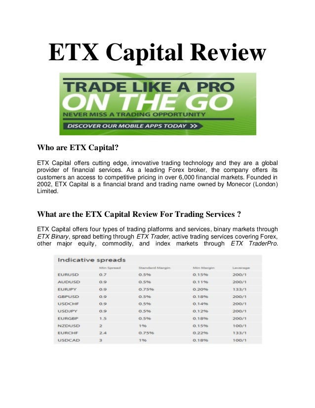 Etx capital fees