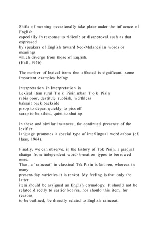 ETYMOLOGY AND PIDGIN AND CREOLE LANGUAGES By PETER MUHLH | DOCX