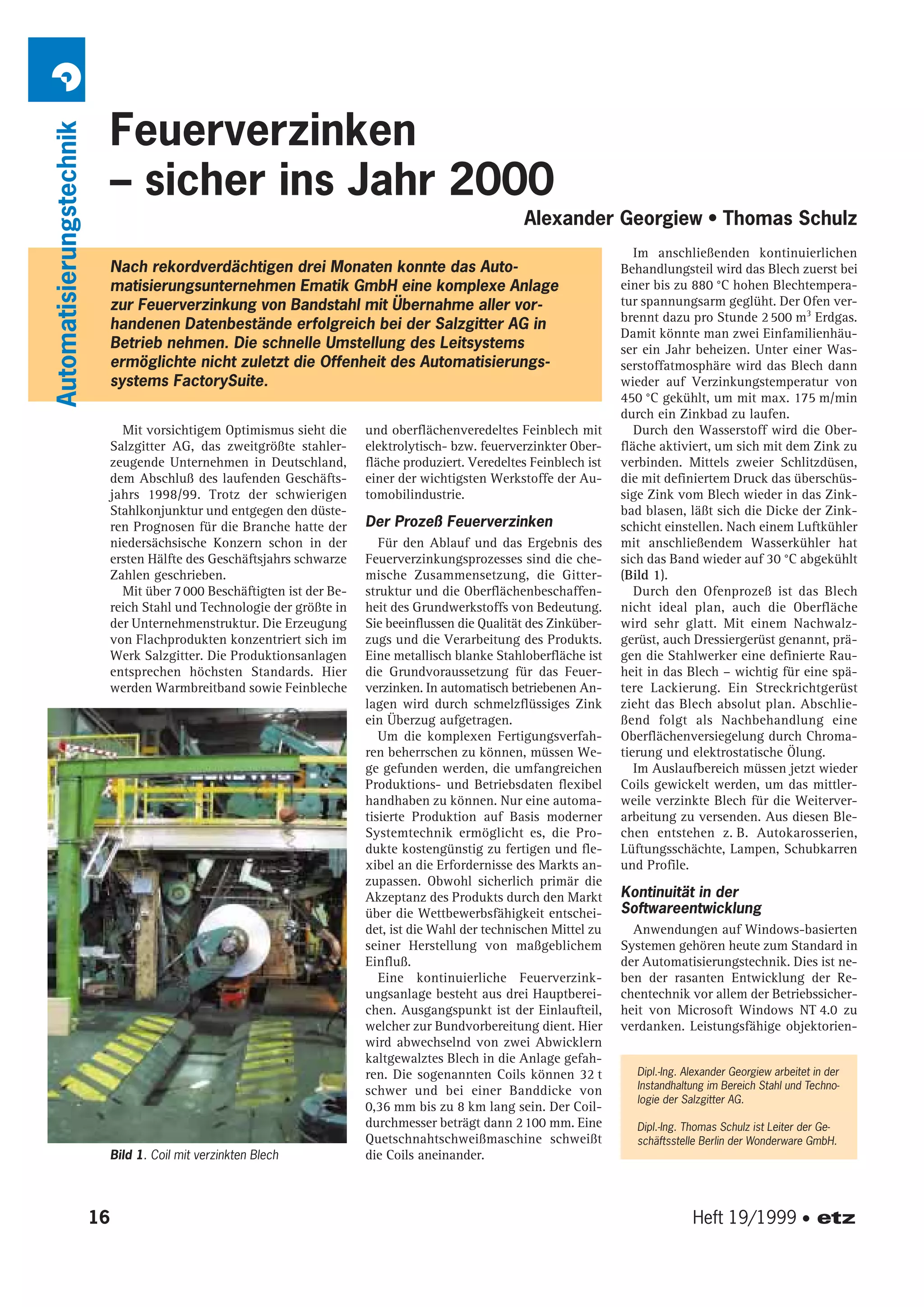 Feuerverzinken - Sicher ins Jahr 2000