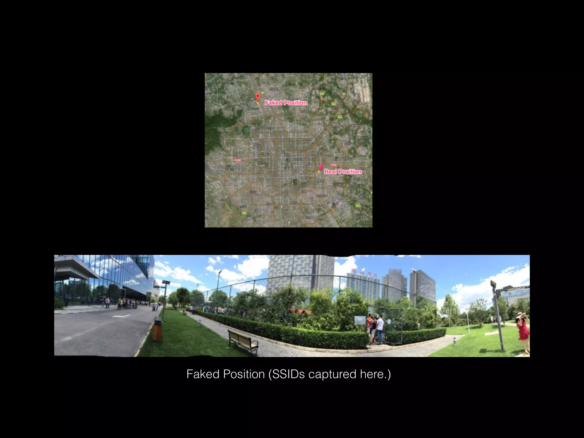 Faked Position (SSIDs captured here.)
 