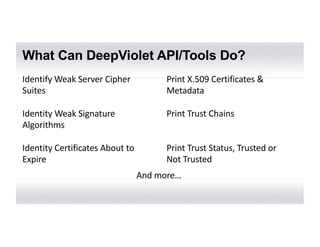 OWASP DeepViolet TLS/SSL Java API and Tools