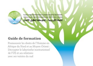 Guide de formation
Promouvoir les droits de l’Homme en
Afrique du Nord et au Moyen-Orient :
Décrypter le labyrinthe institutionnel
de l’UE et ses relations
avec ses voisins du sud
 