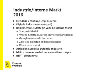 Industrie/Interne Markt
2017
Mid-Term Review COSME
Mainstreamen van het concurrentievermogen
Follow-up REFIT-programma
 