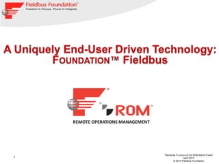 1
Petrobras FOUNDATION for ROM Demo Event
April 2013
© 2013 Fieldbus Foundation
 