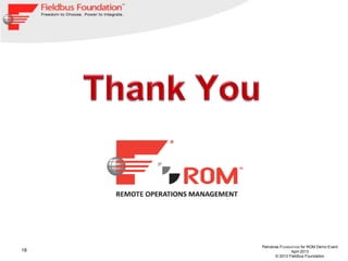 18
Petrobras FOUNDATION for ROM Demo Event
April 2013
© 2013 Fieldbus Foundation
 