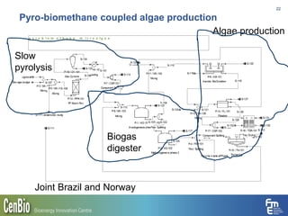 Pyro-biomethane coupled algae production
22
Slow
pyrolysis
Algae production
Biogas
digester
Joint Brazil and Norway
 