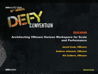 Architecting VMware Horizon Workspace for Scale
and Performance
Jared Cook, VMware
Andrew Johnson, VMware
Kit Colbert, VMware
EUC4546
#EUC4546
 