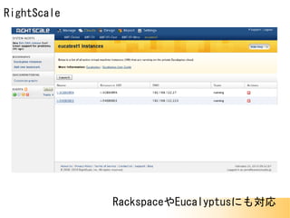 RightScale
RackspaceやEucalyptusにも対応
 