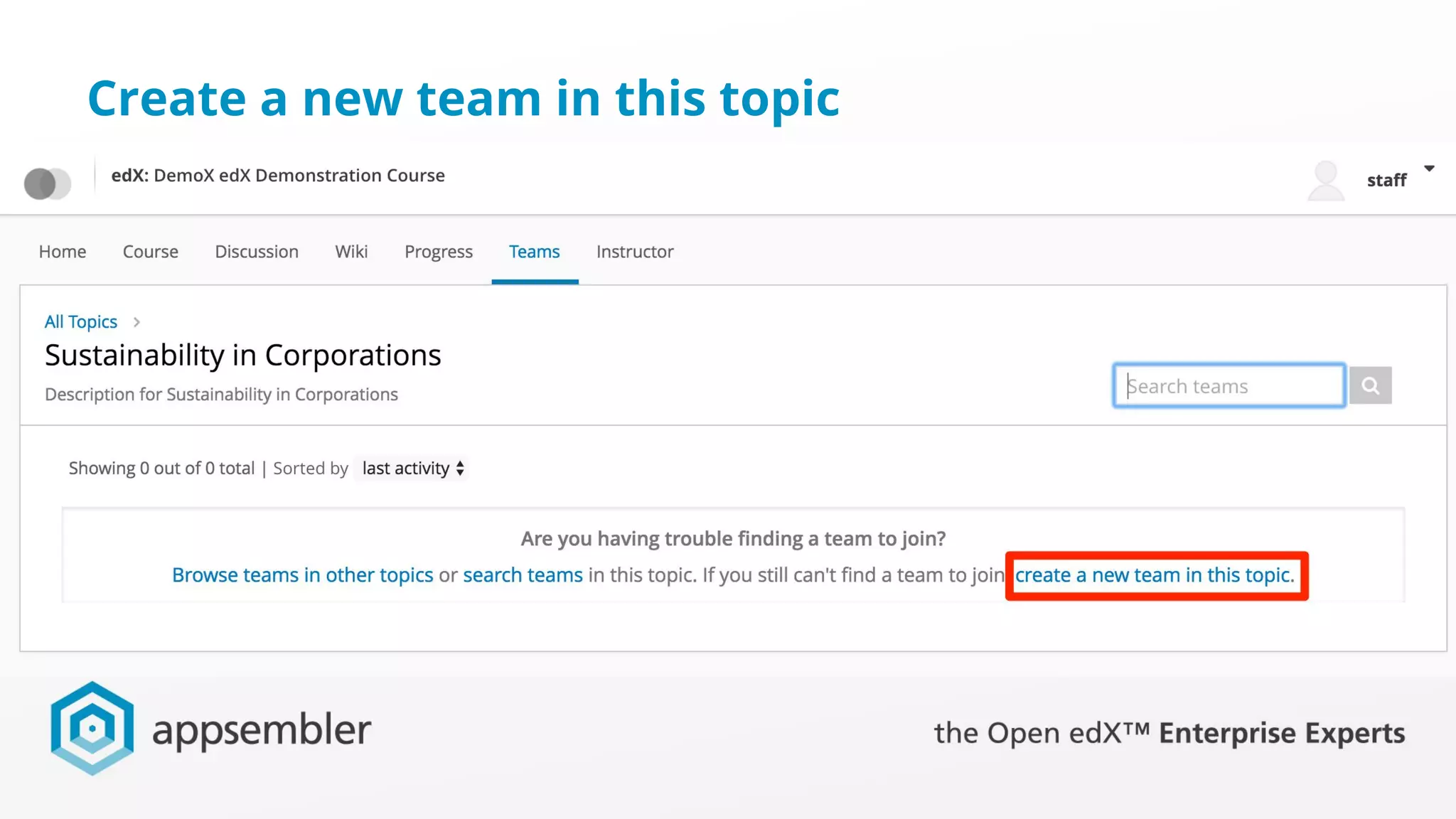 Create a new team in this topic
 