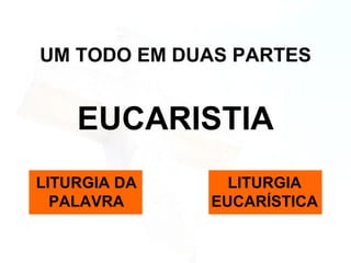 UM TODO EM DUAS PARTES EUCARISTIA LITURGIA DA PALAVRA LITURGIA EUCARÍSTICA 