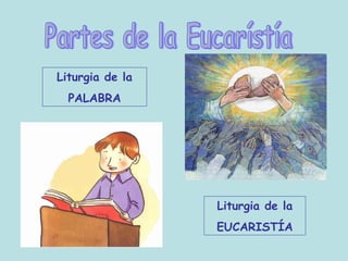 Partes de la Eucarístía Liturgia de la PALABRA Liturgia de la EUCARISTÍA 
