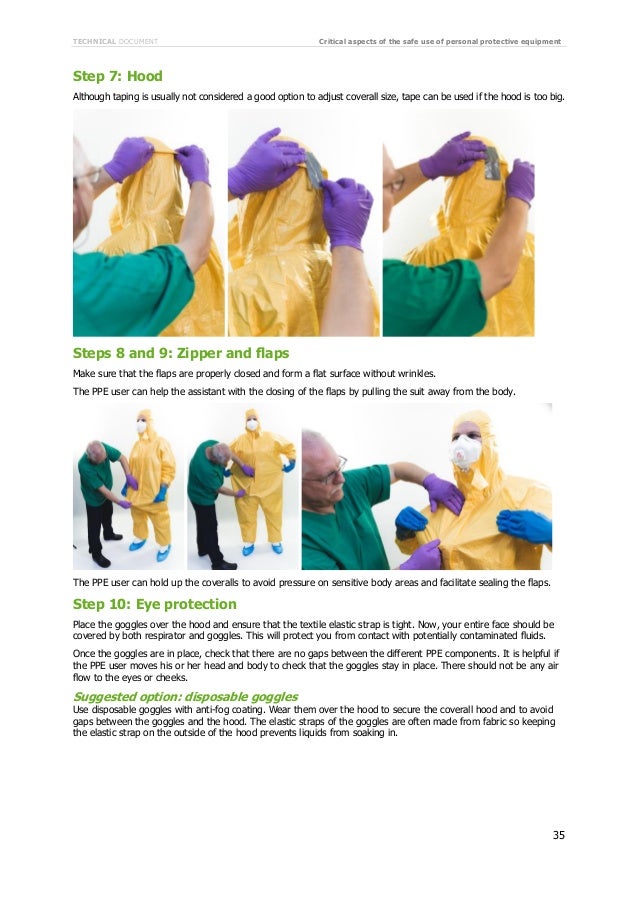 Critical aspects of the safe use of personal protective equipment