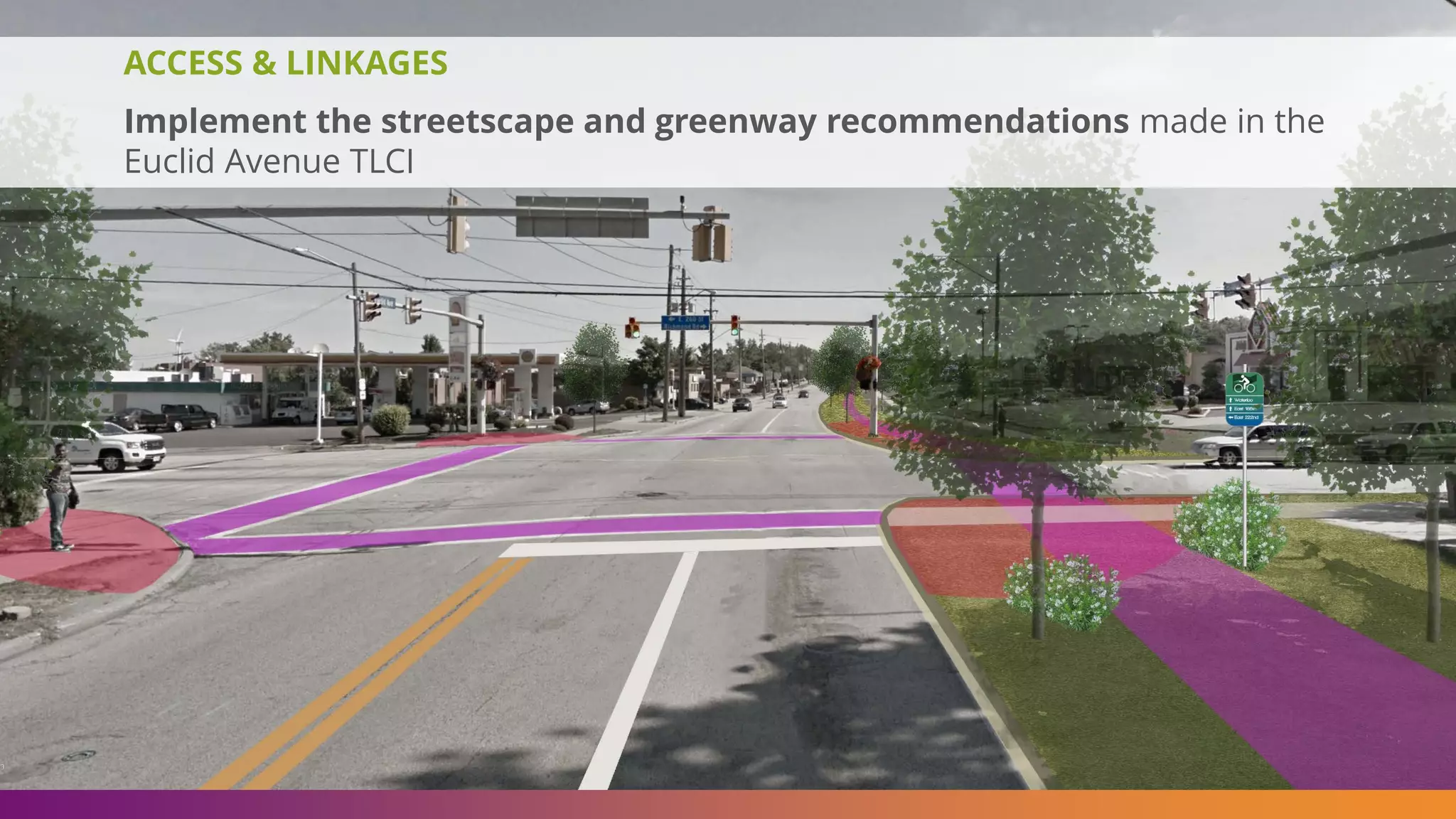 ACCESS & LINKAGES
Implement the streetscape and greenway recommendations made in the
Euclid Avenue TLCI
 