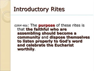 Introduction Rite Drawing Spirituality of eucharist Explained in a presentation | PPT