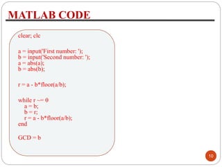 Eucledian algorithm for gcd of integers and polynomials | PPT