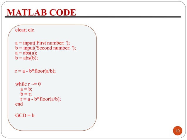 Eucledian algorithm for gcd of integers and polynomials | PPT