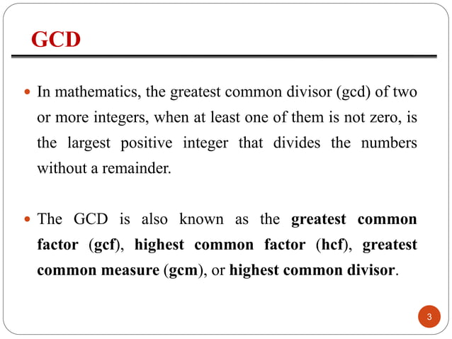 Eucledian algorithm for gcd of integers and polynomials | PPT