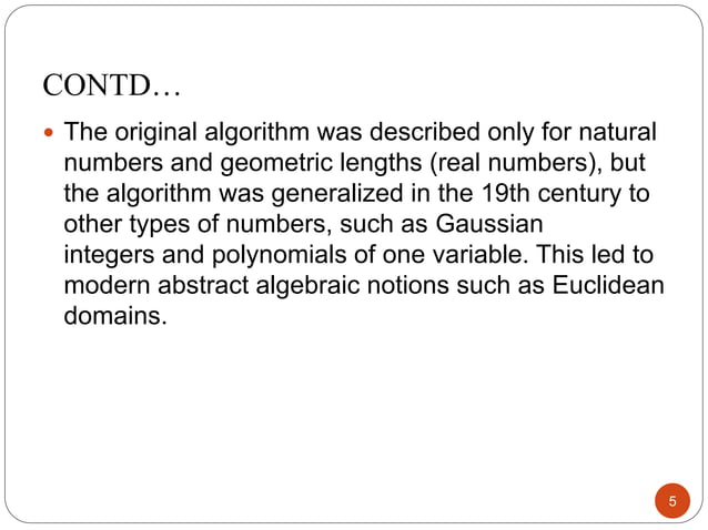 Eucledian algorithm for gcd of integers and polynomials | PPTX ...