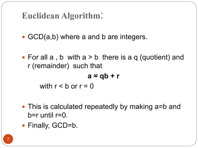 Eucledian algorithm for gcd of integers and polynomials | PPT