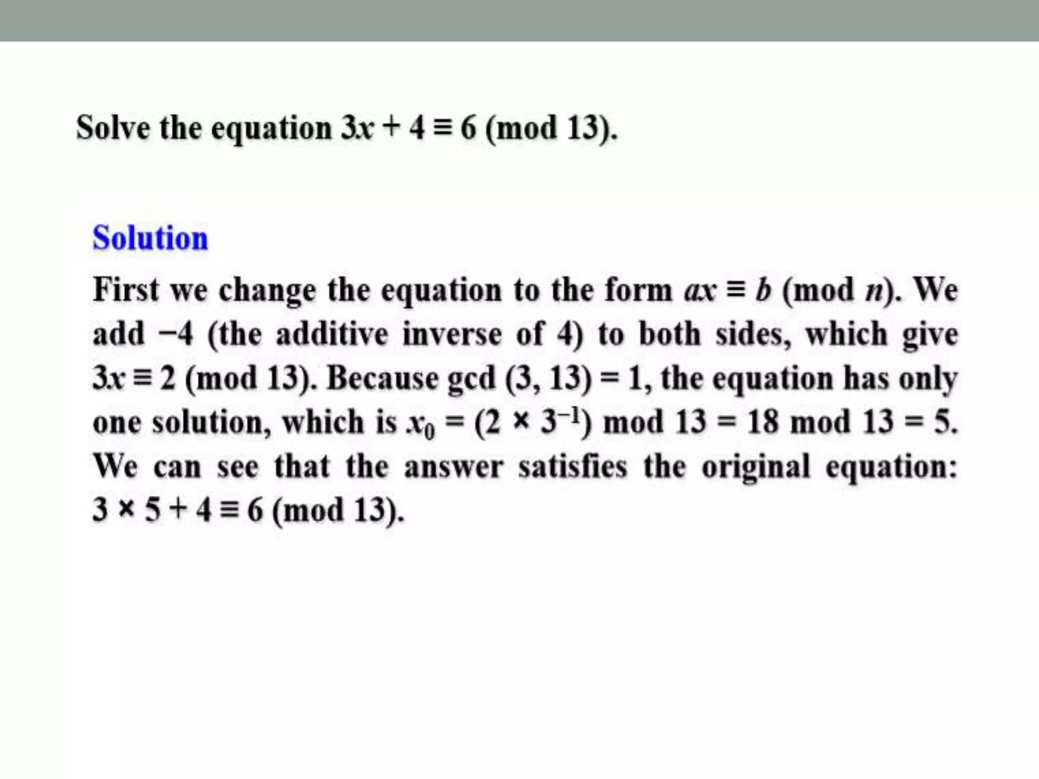 Euclid algorithm and congruence matrix | PPTX