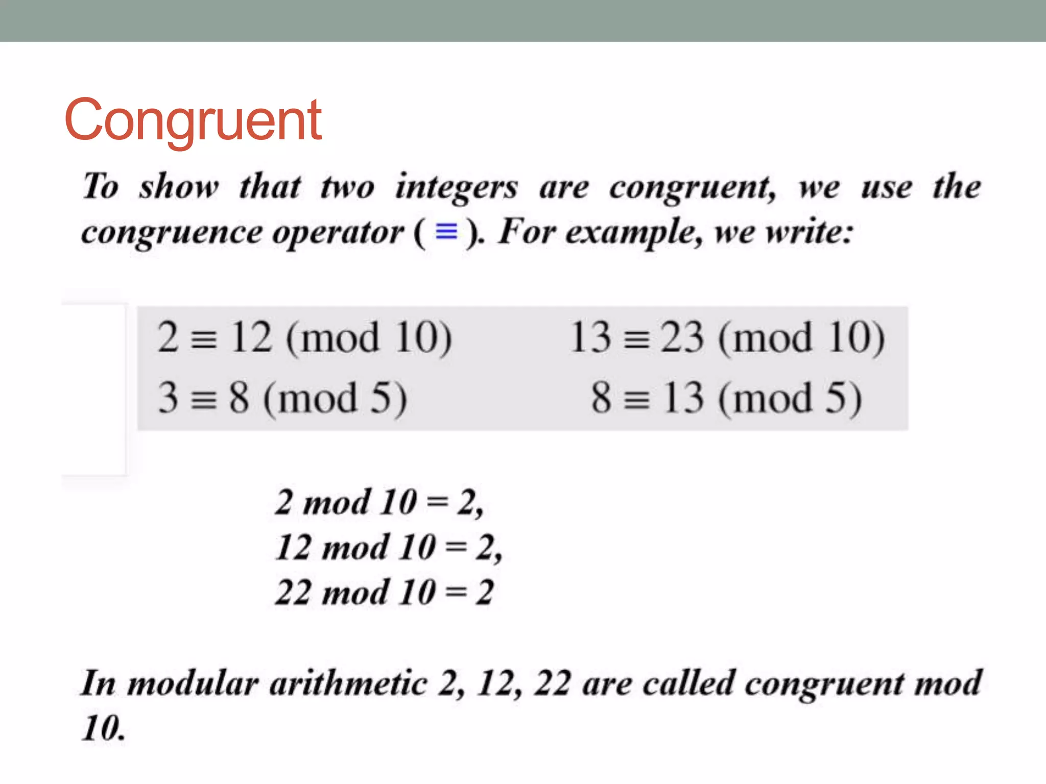 Euclid algorithm and congruence matrix | PPTX
