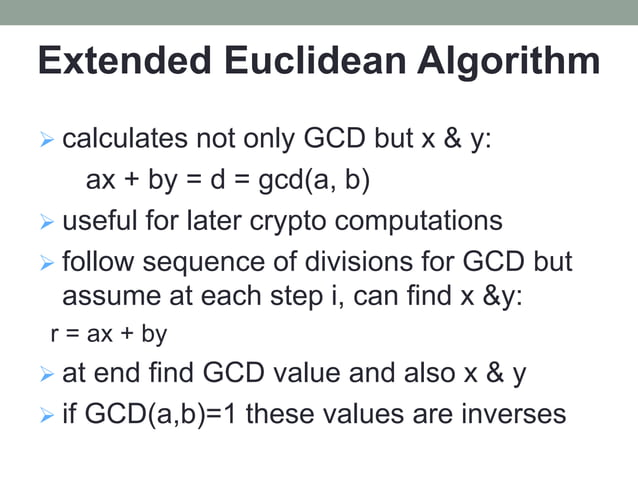 Euclid algorithm and congruence matrix | PPT
