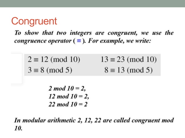 Euclid algorithm and congruence matrix | PPTX