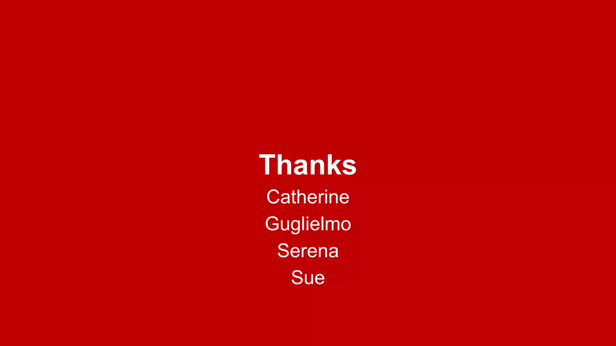 Thanks
Catherine
Guglielmo
Serena
Sue

 