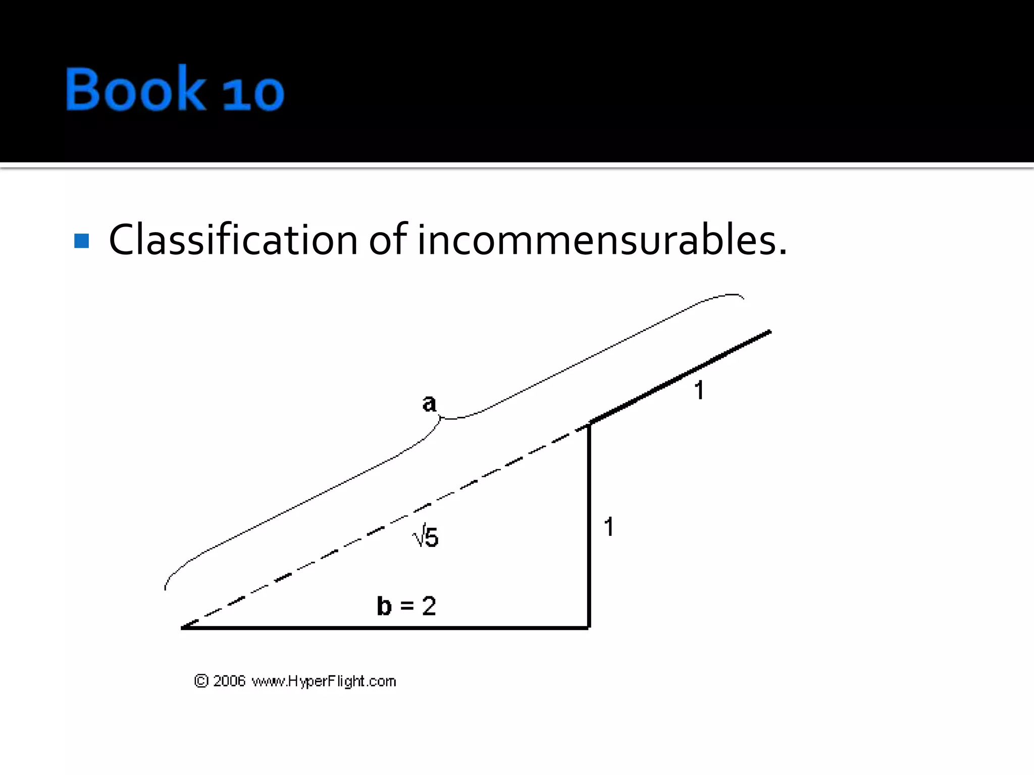  Classification of incommensurables.
 