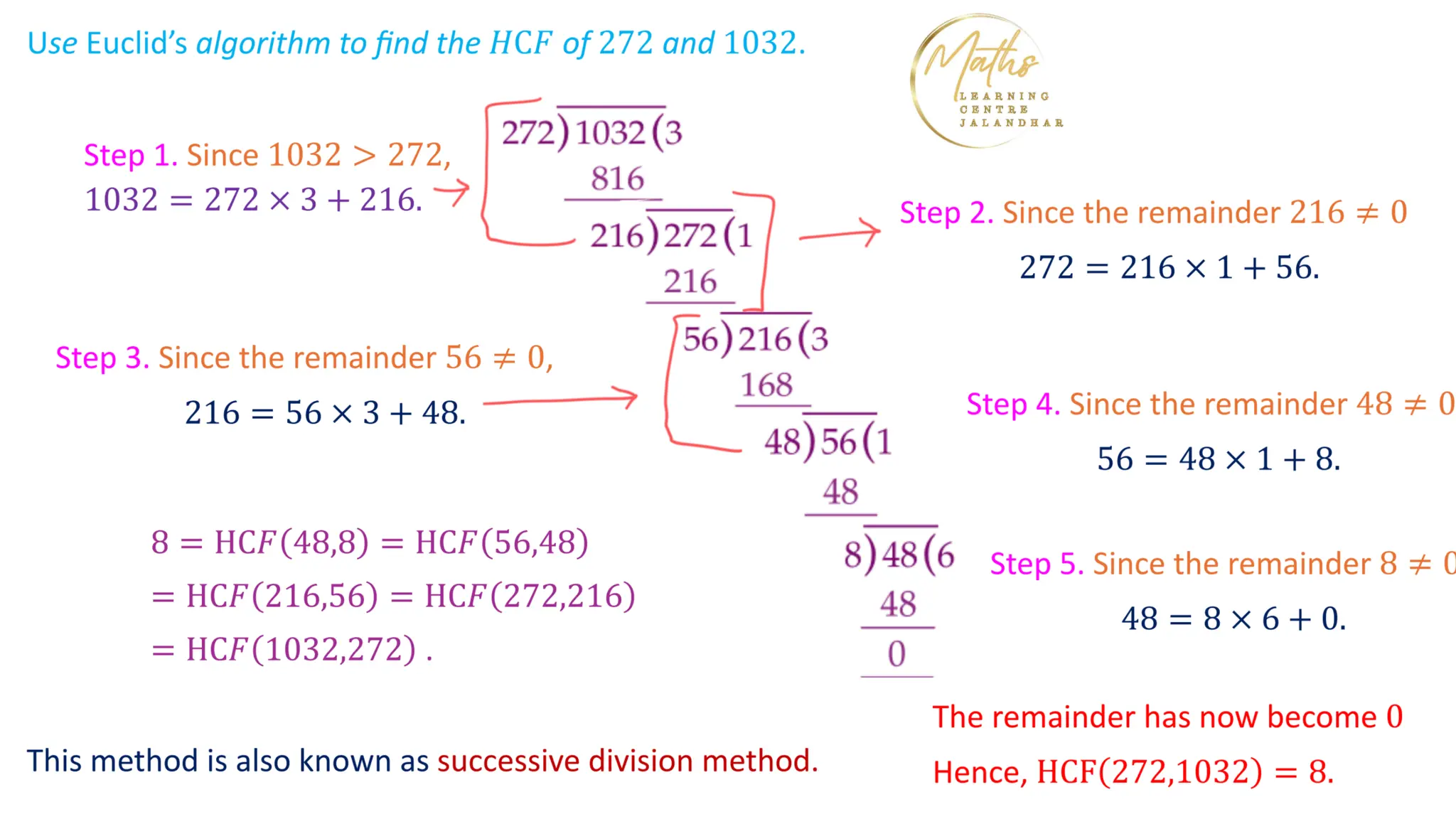 Euclid's Division algorithm (Number system) | PPT