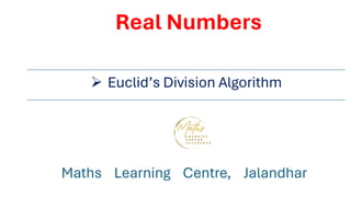 Euclid's Division algorithm (Number system)