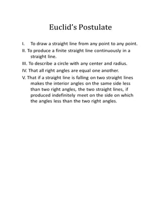 Euclids postulates from Elements of Euclid